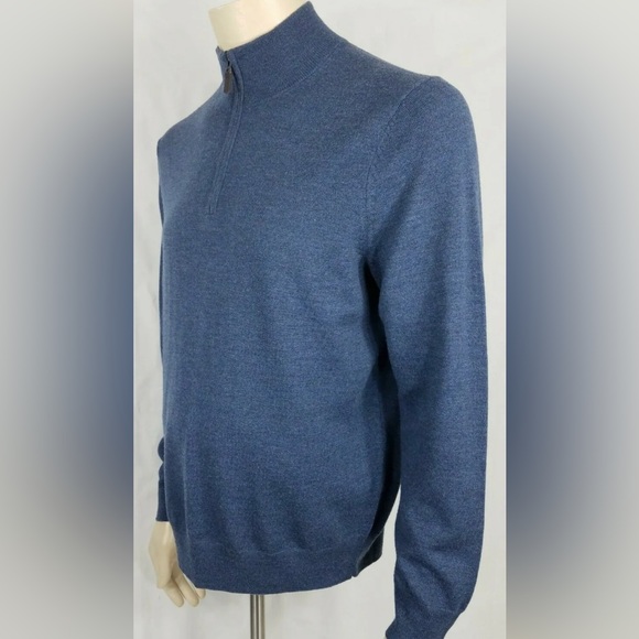 Jos. A. Bank Traveler blue 100% Merino Wool 1/4 zip pullover sweater mens XXXL - Picture 4 of 5